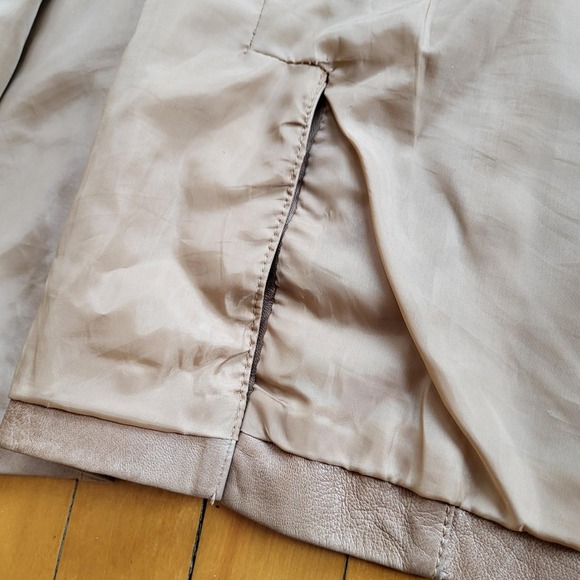 Akoury Vintage Tan Genuine Leather Button Blazer Jacket - Picture 11 of 14